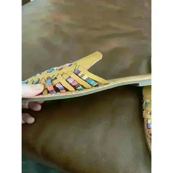 Anthropologie Latigo Sundance Women's Leather Woven Slip-On Sandals Boho Casual - Picture 2 of 5